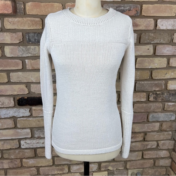10 CROSBY DEREK LAM cream white cotton crewneck sweater